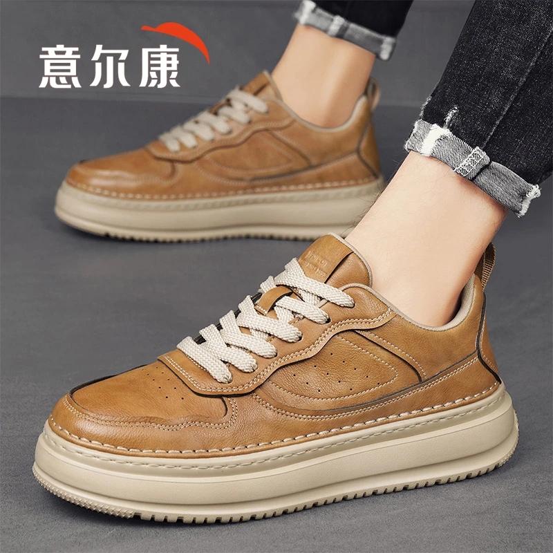 意尔康休闲皮鞋男士2025秋冬官方正版网红板鞋高颜值百搭时尚潮鞋