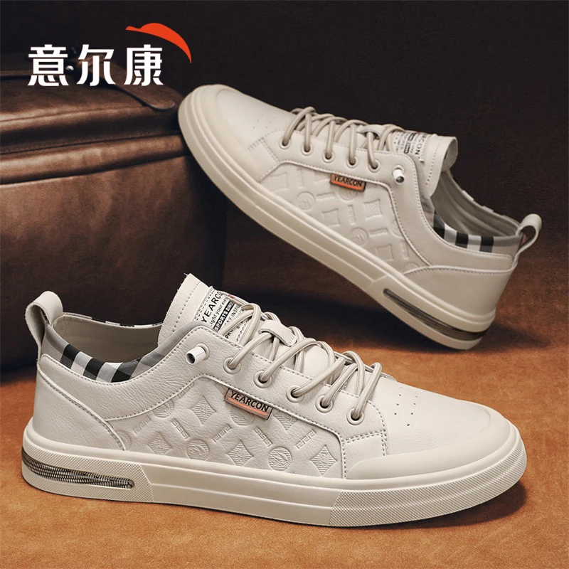 意尔康官方正品男鞋子秋冬百搭高端休闲板鞋名牌高档免系带小白鞋