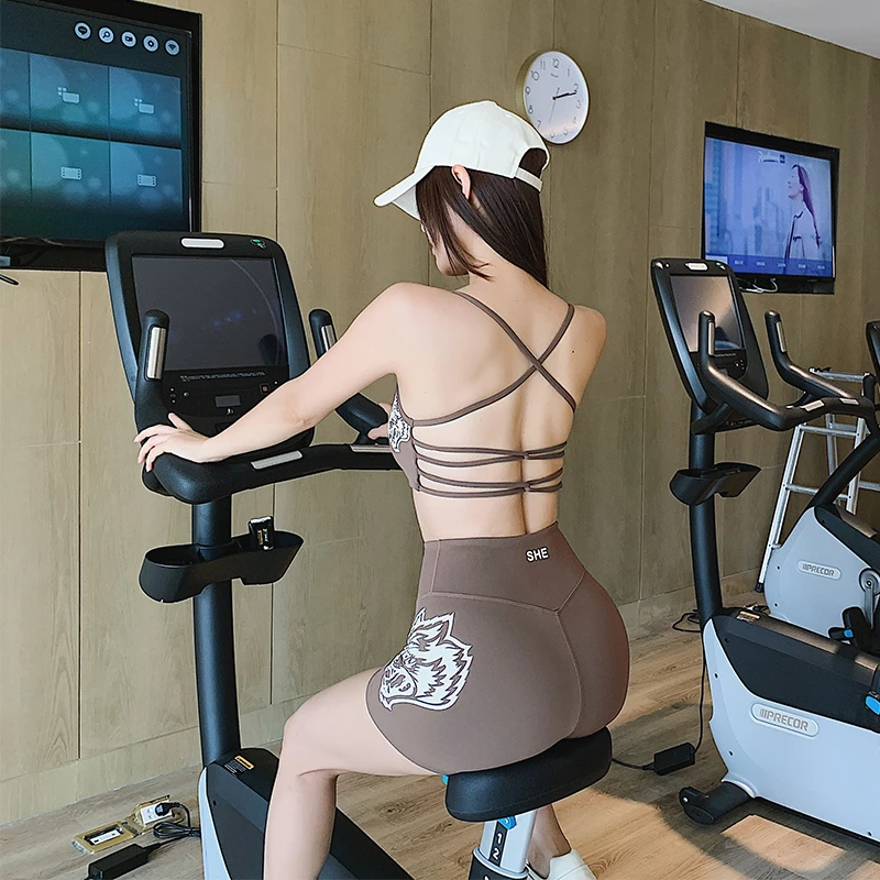 奔跑吧卡卡运动美背文胸减震聚拢外穿印花瑜伽健身普拉提吊带内衣