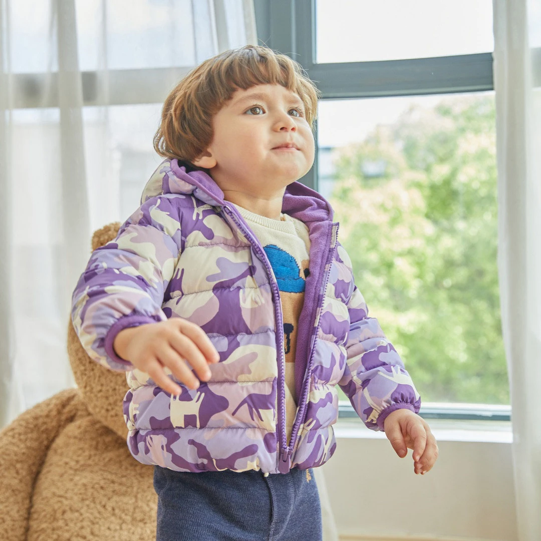 幼童新生婴儿冬季款立体熊耳朵加绒防雨羽绒服外套儿童装