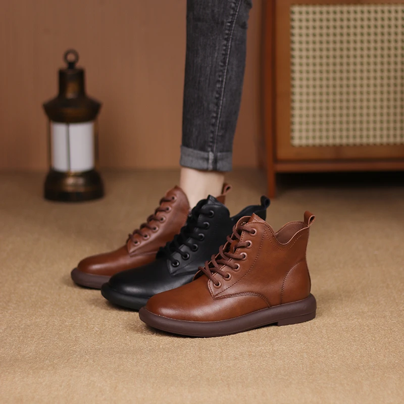 听纯9621真皮手工时尚马丁靴百搭复古短靴女牛皮单靴英伦风女靴