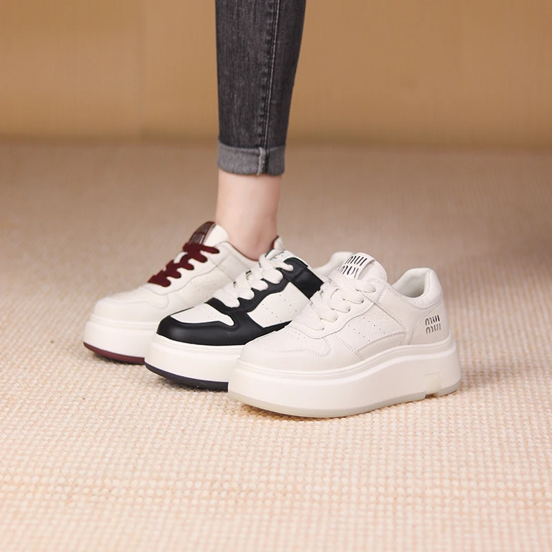 听纯1020秋冬新款时尚百搭小白鞋软底软面手工复古真皮女鞋