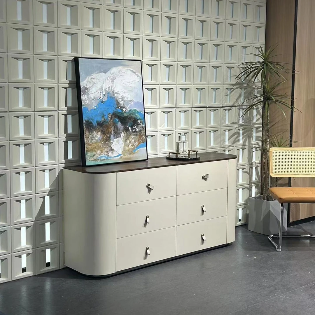 【春哥严选】意式极简式马鞍皮六斗柜简约客厅储物抽屉柜SKM-MC06