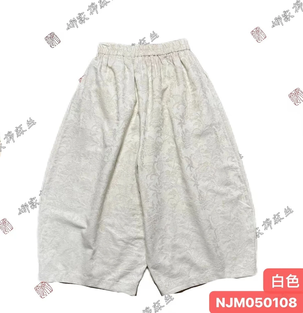 娜家国风牡丹阔腿裤NJM（050108）舒适休闲宽松碎花