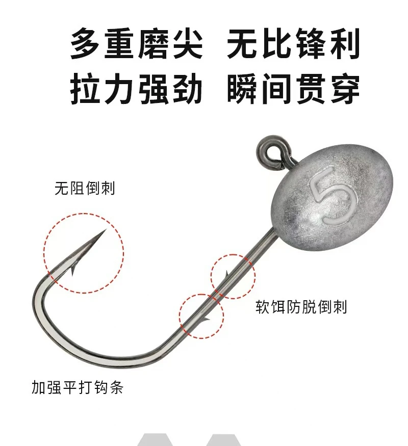 路亚双背刺根钓铅头钩适用软虫根钓