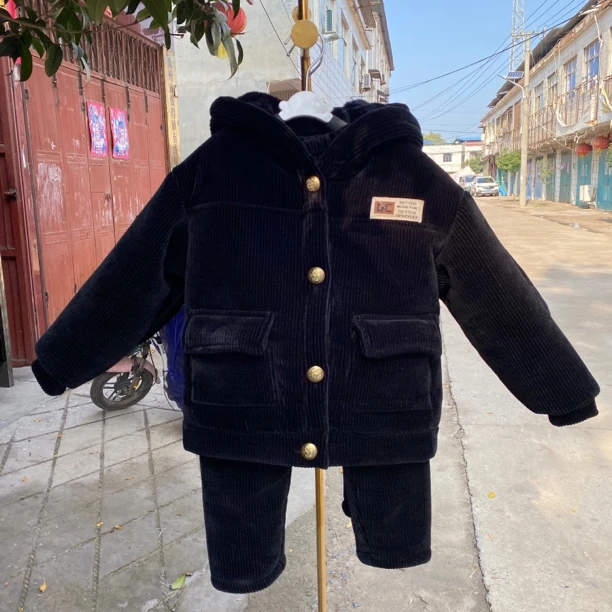 儿童三层加厚外穿带帽家居服