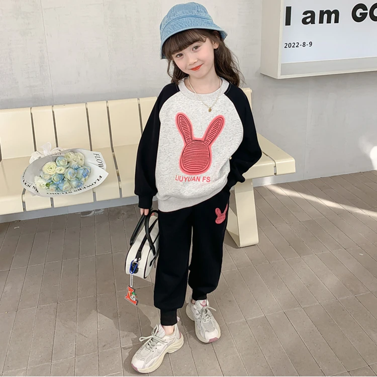 女童卫衣春秋款套装2024新款洋气儿童秋装小童运动时髦衣服两件套
