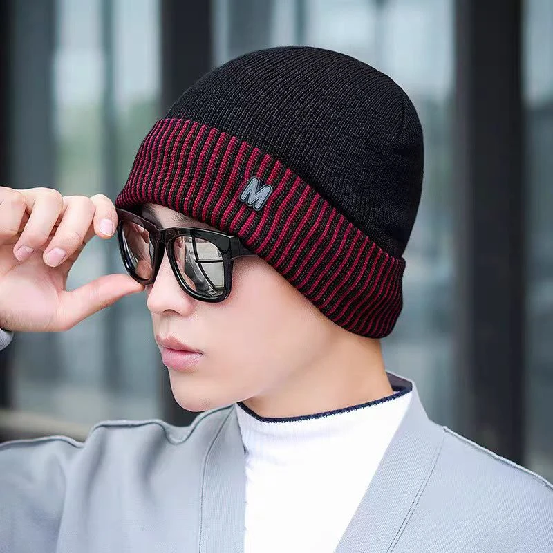 冬季男士加绒护耳保暖针织帽