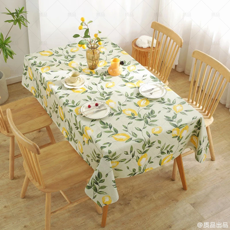 新款柠檬小清新100*140大桌布PVC长方形防水防油防烫免洗家庭桌垫