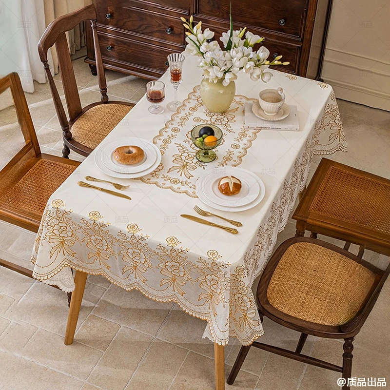 90*140烫金印花大桌布长方形防水材料防水家用防烫免洗铺垫易清洁