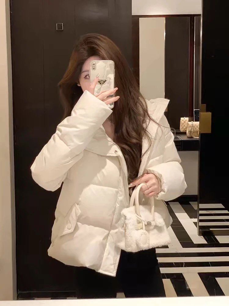 <<No退NO换>>奶油泡芙新款白鸭绒短款立领羽绒服90绒羽绒衣女外套