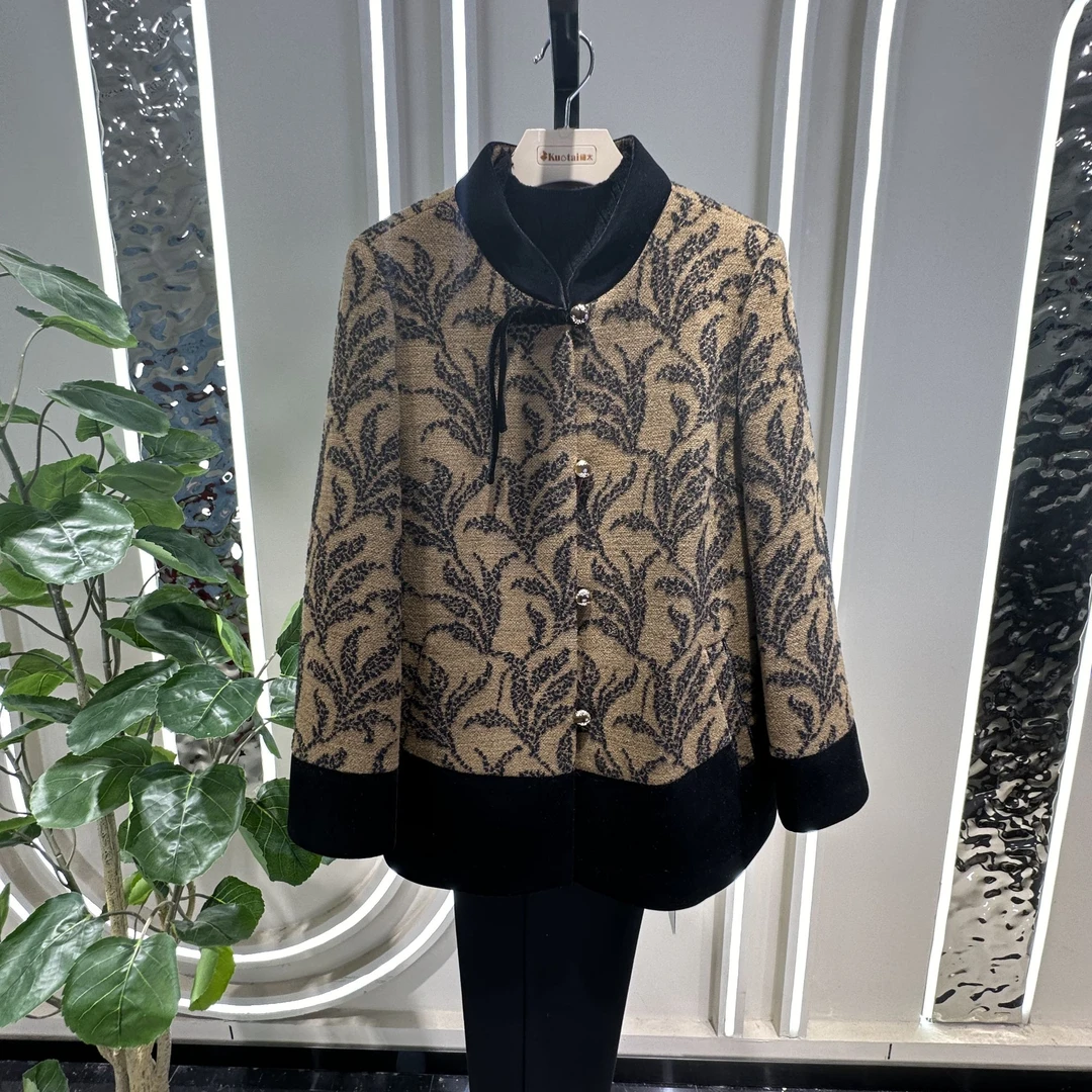 JIANKUAN 妈妈装品质 花叶拼接外套 M8032