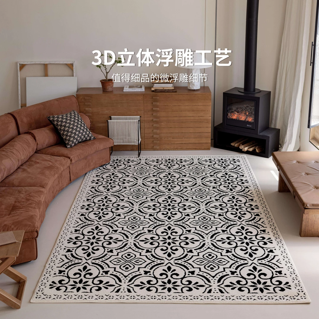 言庭防水防污地毯客厅中古法式耐脏复古简约易打理轻奢高级卧室毯