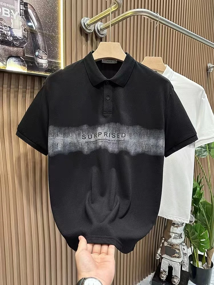 凉感透气高级感痞帅翻领Polo衫男士短袖T恤夏季合体美式休闲上衣