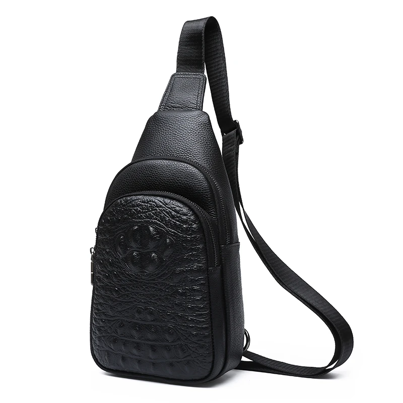 【头层牛皮】专柜正品大容量时尚休闲男士单肩斜挎胸包真皮跨包百搭