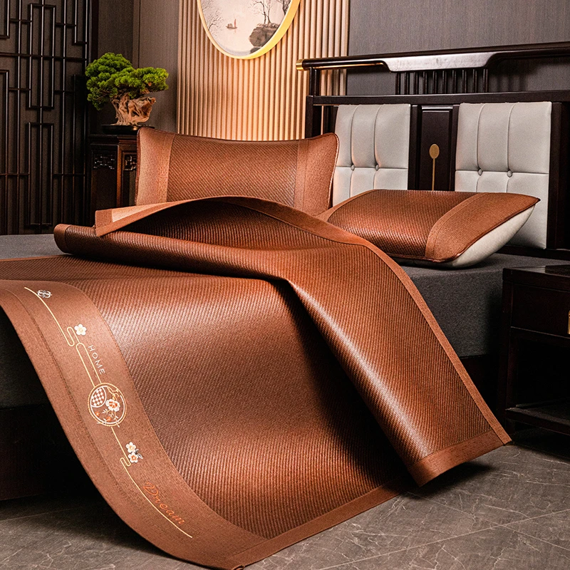 【高品质】夏季藤席加厚凉席双面两用可裸睡折叠式家用空调冰丝席