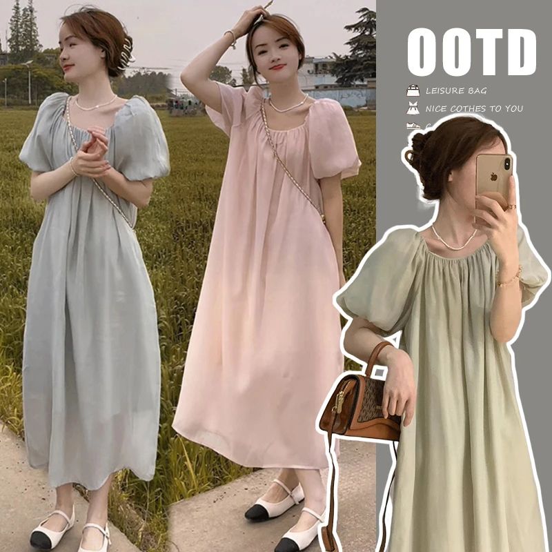 气质仙气孕妇连衣裙夏季新款高级感甜美显瘦短袖孕妇装长裙子潮妈