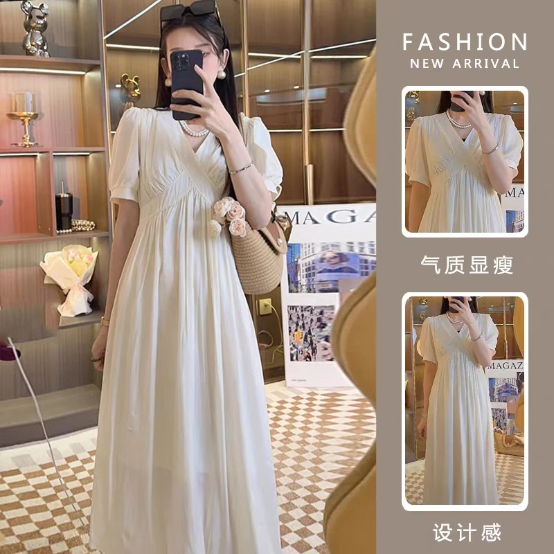 高级设计感孕妇装连衣裙夏季2024新款气质遮肚仙女孕妇长裙子潮妈