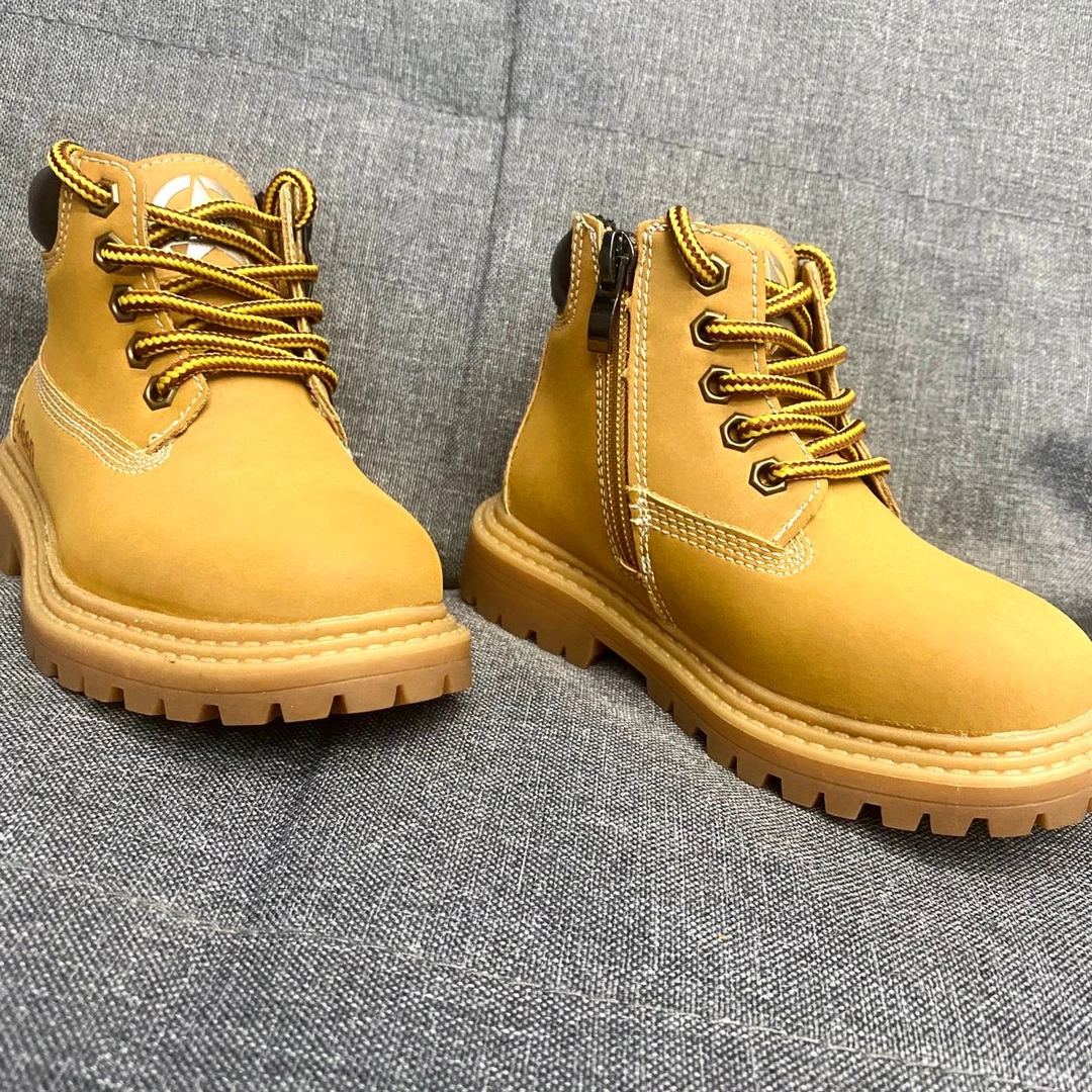 【Lemon-a】时尚休闲英伦风大黄靴高帮厚底秋冬百搭中大童靴【013】