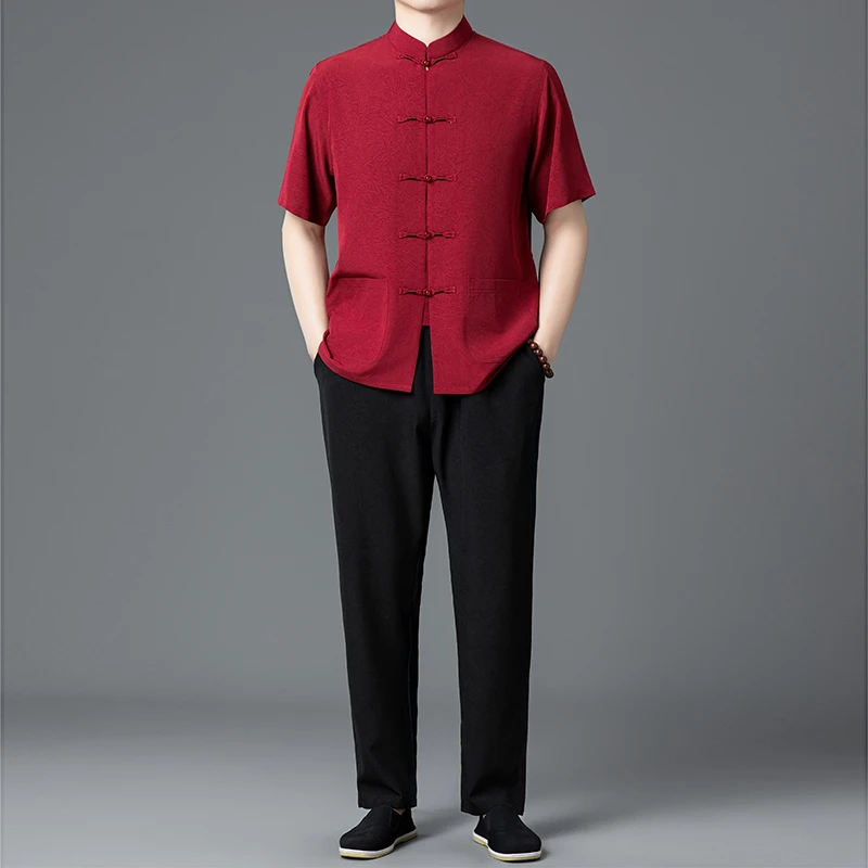 夏季休闲男装套装其他套装短袖唐装复古