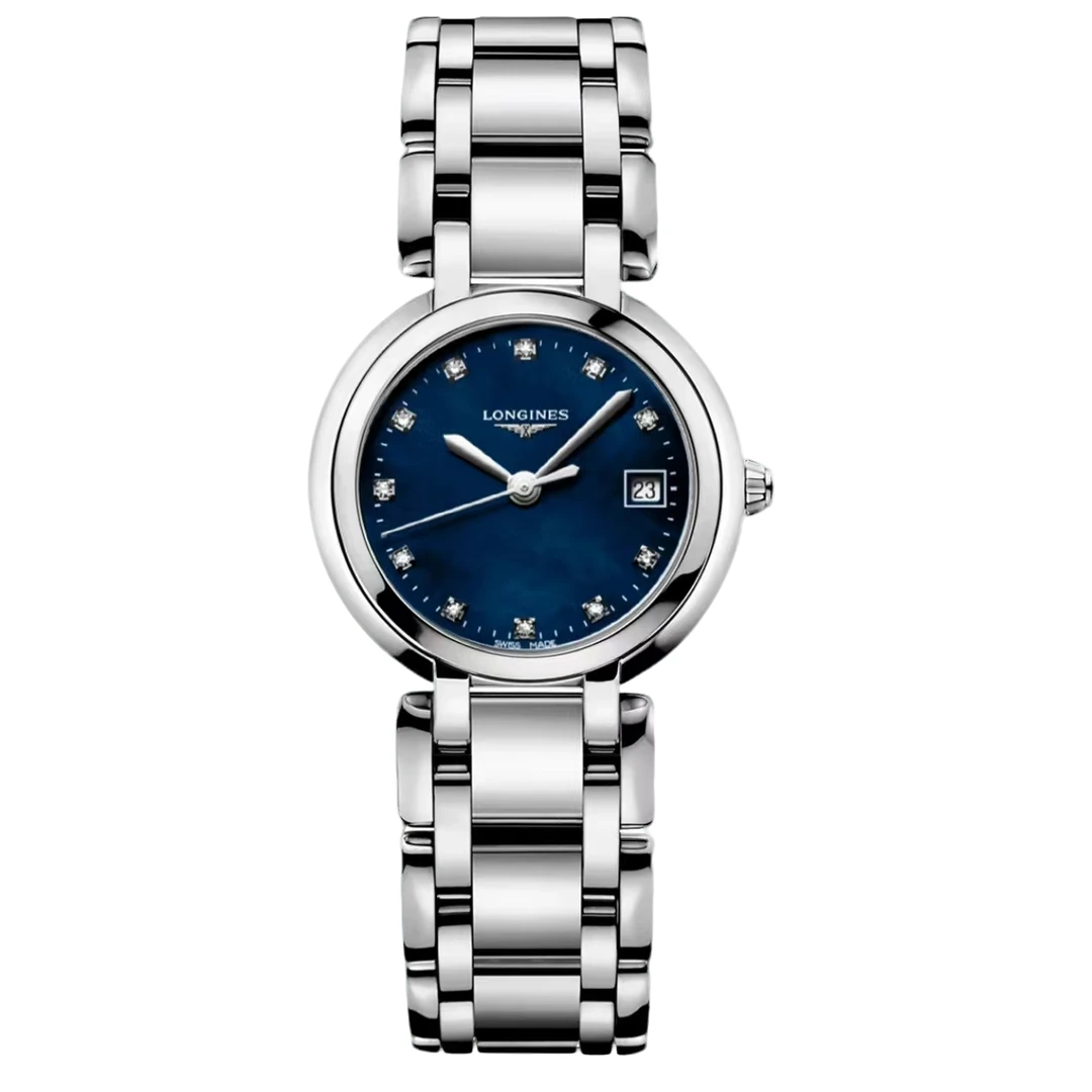 99新 Longines/浪琴 心月/蓝盘钻刻/石英女表/九月/26.5盘