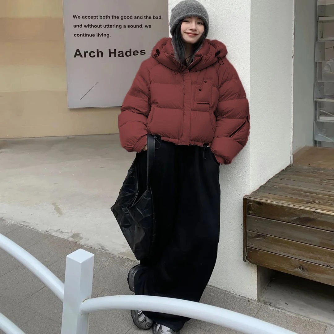 【即将售罄】高级感2024新款肯豆风羽绒服女短款连帽冬季加厚外套