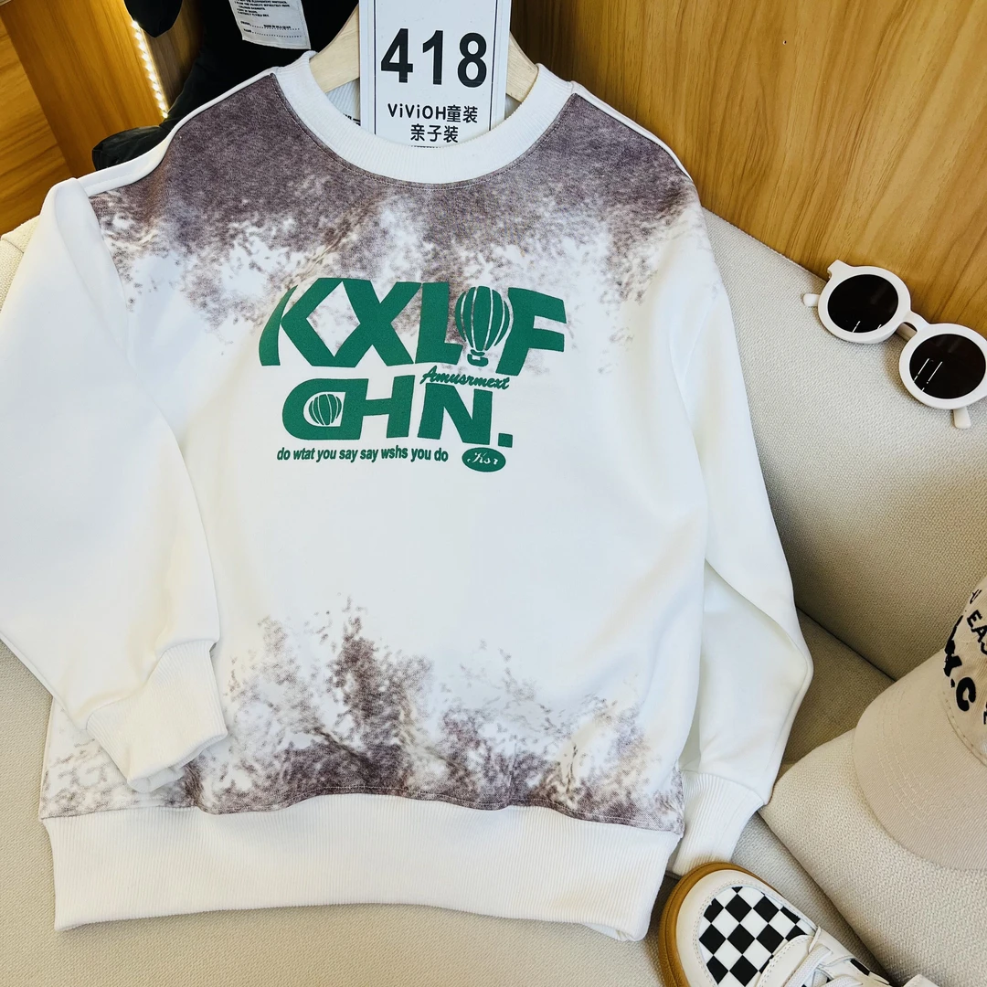 ViViOH 418男女童卫衣春秋装儿童拼接打底上衣中童装潮流时尚