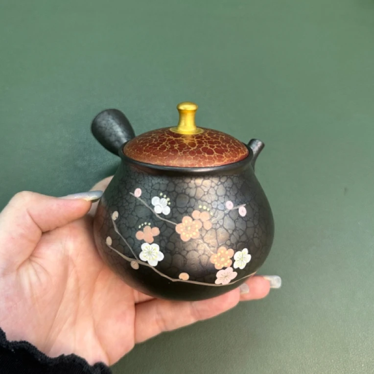 昭龙红盖金顶侧把壶 270毫升日本进口常滑烧茶壶