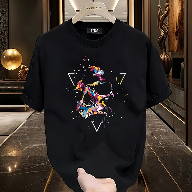 2024夏季新款重磅纯棉短袖T恤男士百搭爆款个性创意印花宽松上衣