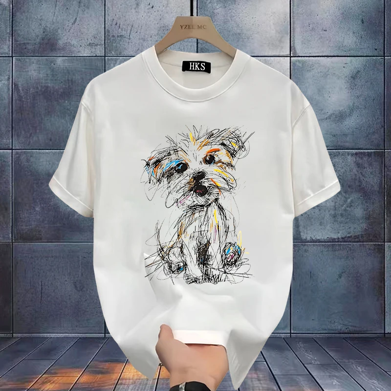 100%纯棉2024新款小众短袖t恤夏季潮牌宽松休闲透气半袖圆领上衣