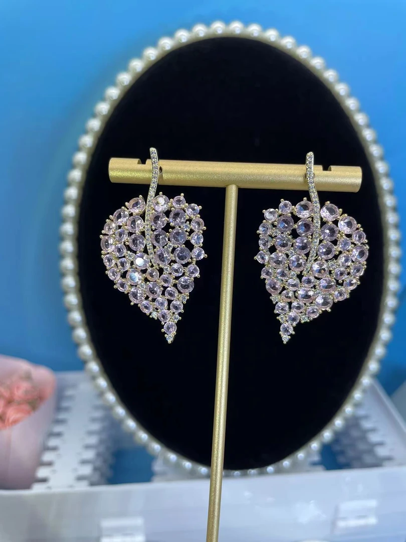 铜合金合成锆石耳饰 G1433 外贸高品轻奢定制耳环