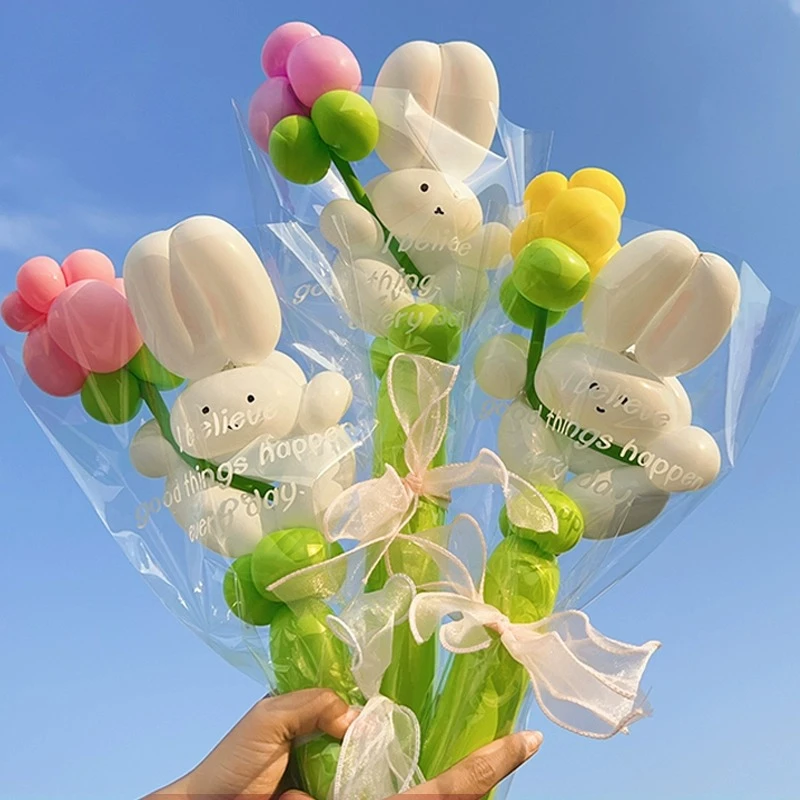 气球玫瑰花束透明包装袋塑料包花袋多支袋梯形喷雾式鲜花加厚