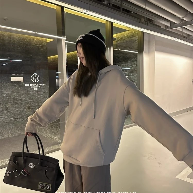 黑豆哼哼 秋日入场券*空气感慵懒风连帽卫衣女秋冬oversize上衣