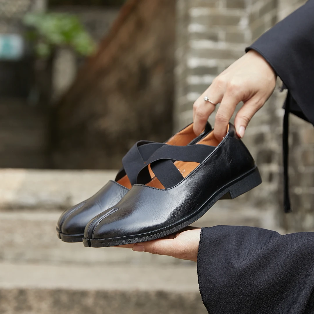 【秦大叔推荐】休闲真皮复古2024新款软底英伦风百搭女单鞋CXA23-82