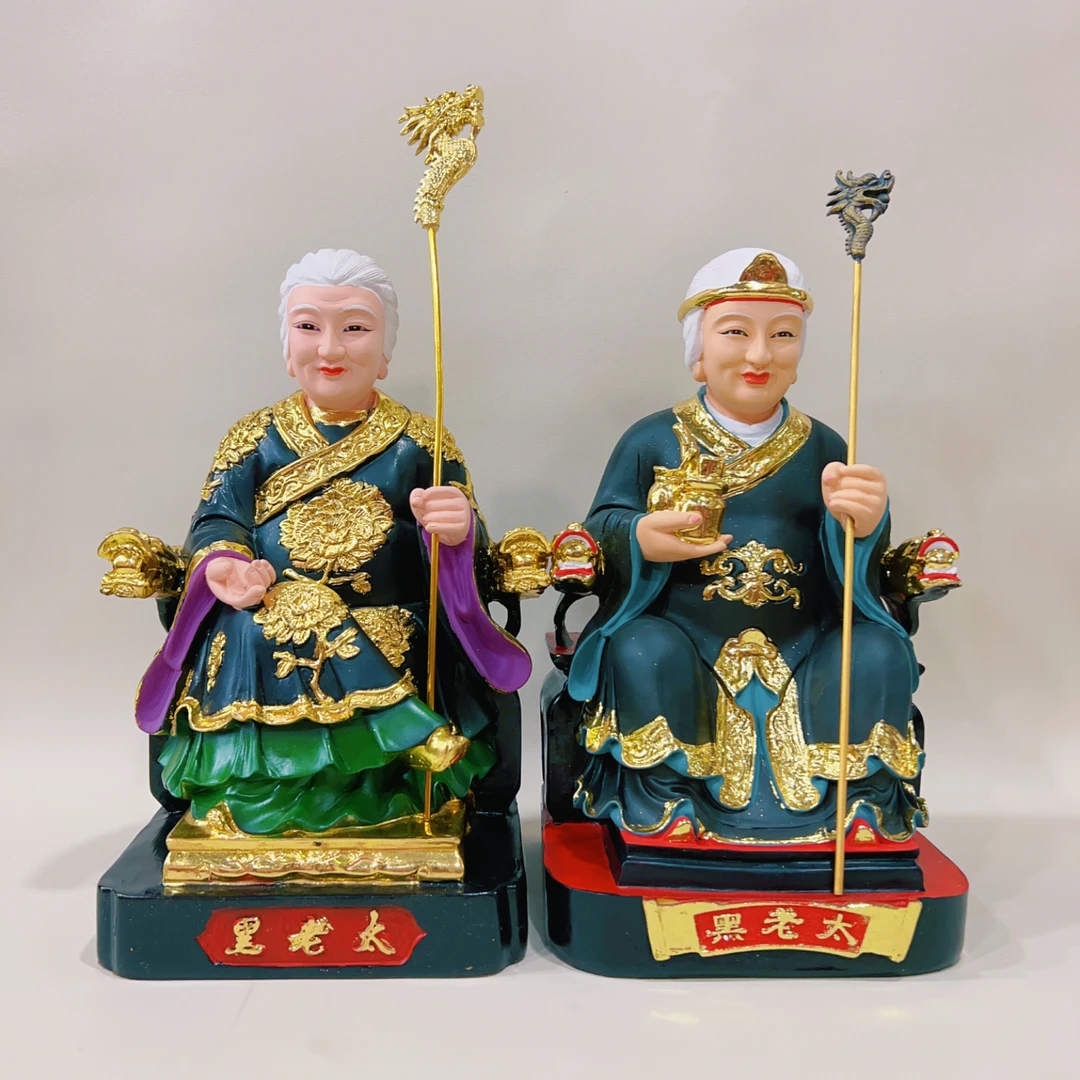 【慈慧】树脂黑老太翘腿黑老太坐岩石黑老太家居摆件12英寸包邮