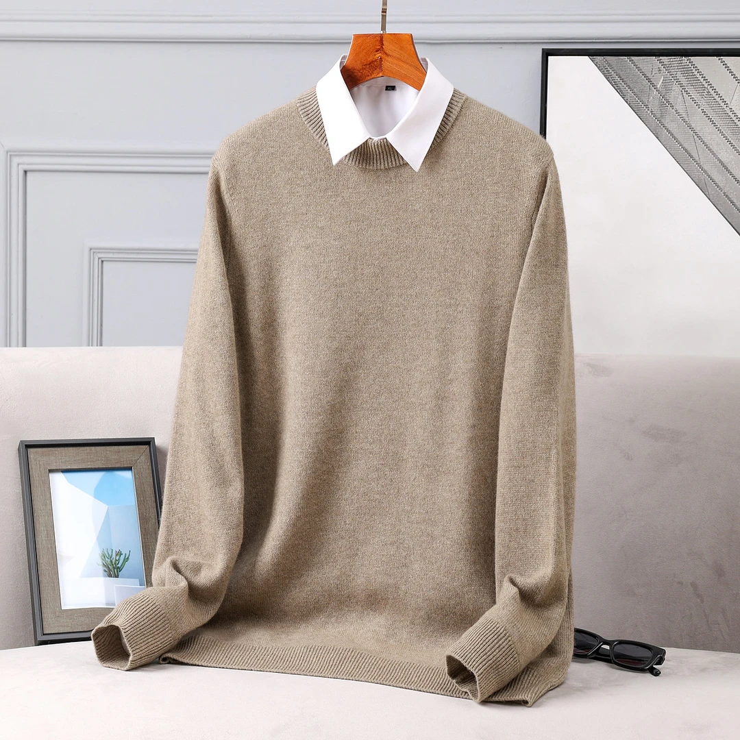 纯羊绒男装羊绒衫男款高档一线成衣男士纯色羊绒衫纯山羊绒M901