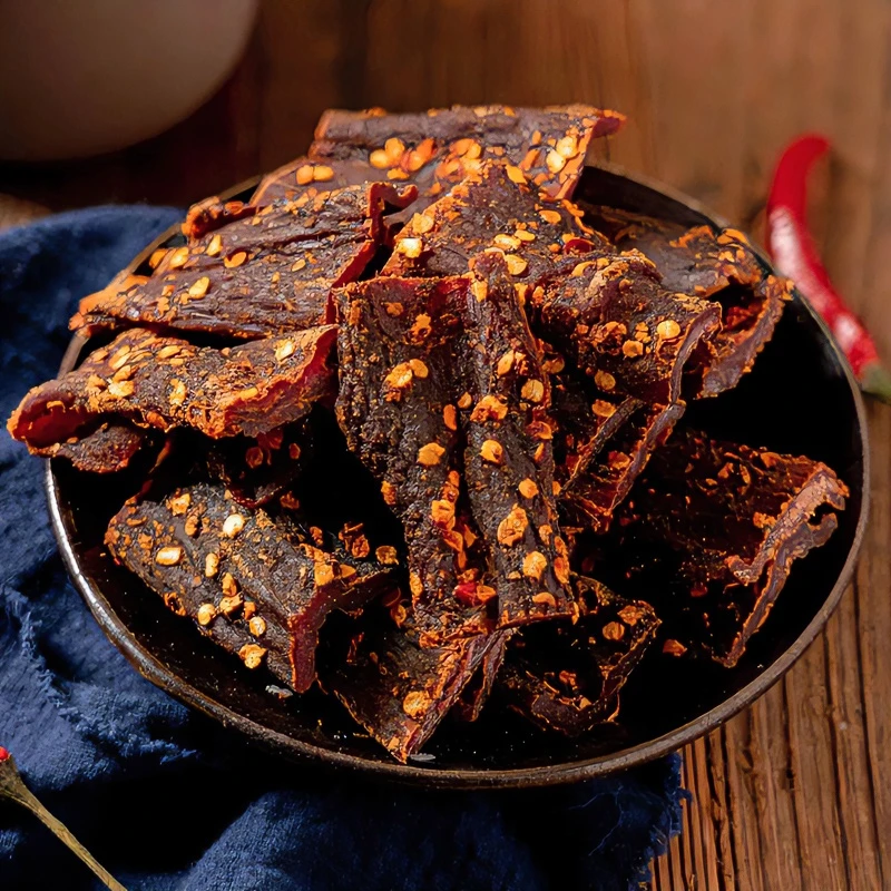 特产的牛肉干营养丰富美味可口食用麻辣味即食佳品开袋香辣500G