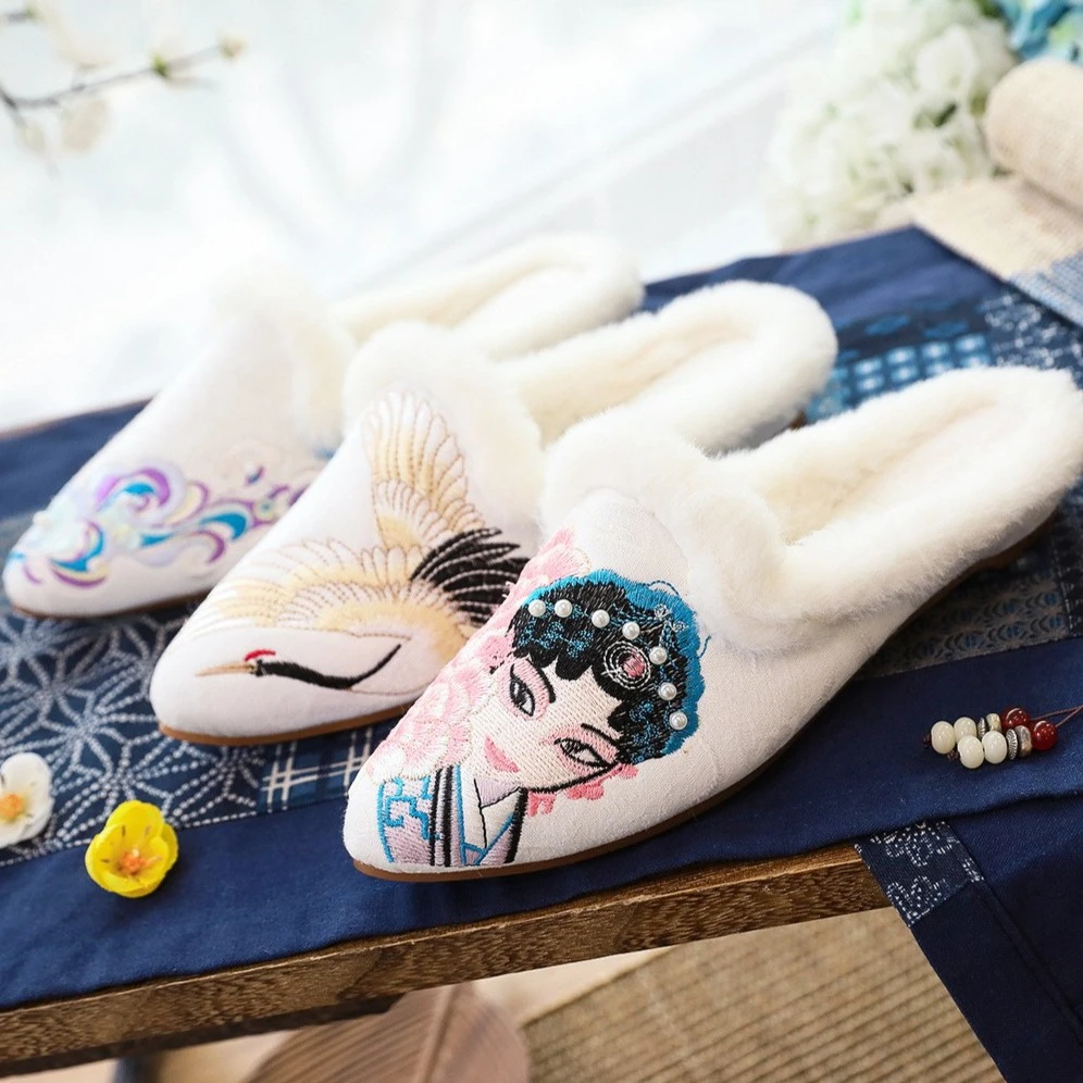 中国风复古鞋汉服鞋马面裙鞋新款时尚外穿拖鞋女春秋古风包头拖鞋