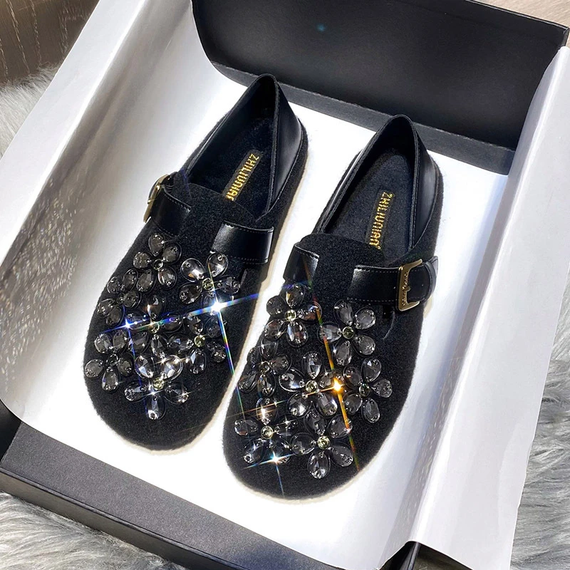 超软舒适勃肯鞋2025秋冬新款一脚蹬豆豆鞋女时尚加绒平底毛毛鞋