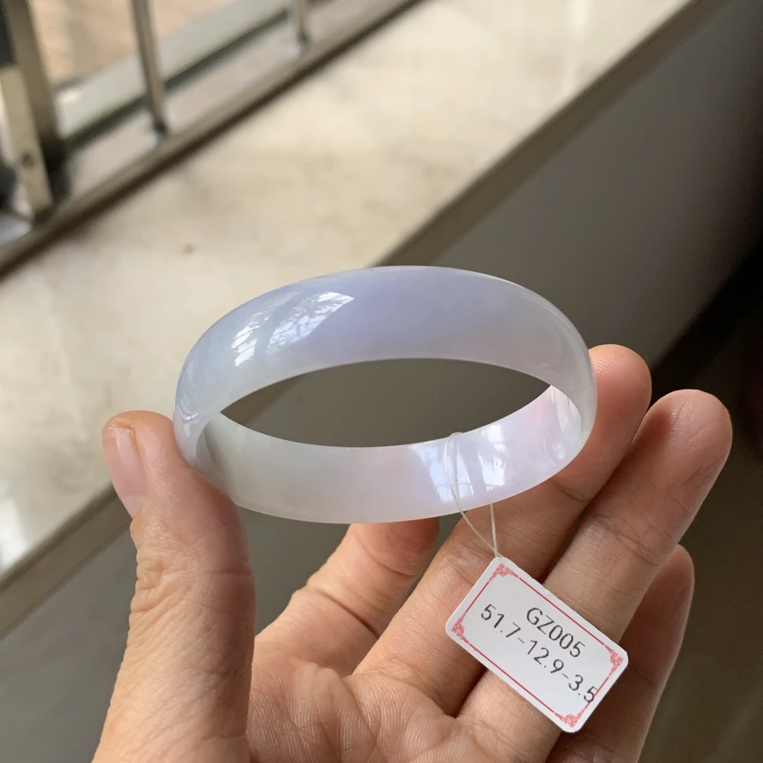51.5圈5号天然缅甸翡翠A货公主镯精品玉镯紫罗兰无裂自然光实拍