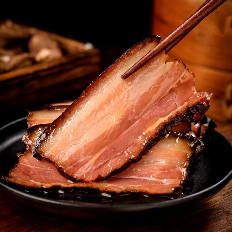 湘西土特产柴火烟熏水晶老腊肉黑毛跑山猪传统腌制腊味五花肉腊肉