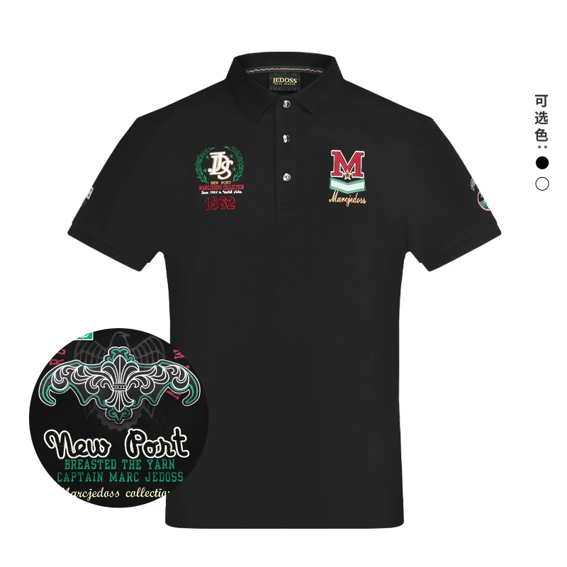 JEDOSS/爵迪斯休闲夏季新款章仔刺绣串珠短袖POLO衫薄147