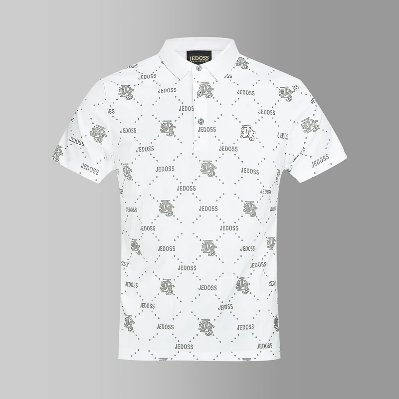 JEDOSS/爵迪斯夏季男士小胸标立体胶印修身透气休闲短袖T恤093