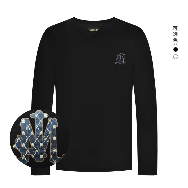 JEDOSS/爵迪斯秋冬款男装时尚刺绣胶印圆领长袖T恤卫衣BS044