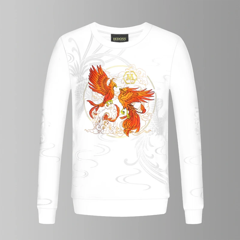 JEDOSS/爵迪斯（不上）男装圆领双风祥云印花套头卫衣MG363