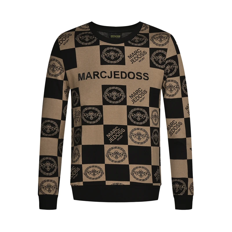 JEDOSS/爵迪斯男装秋上新潮牌新款热转移印花格子套头卫衣241