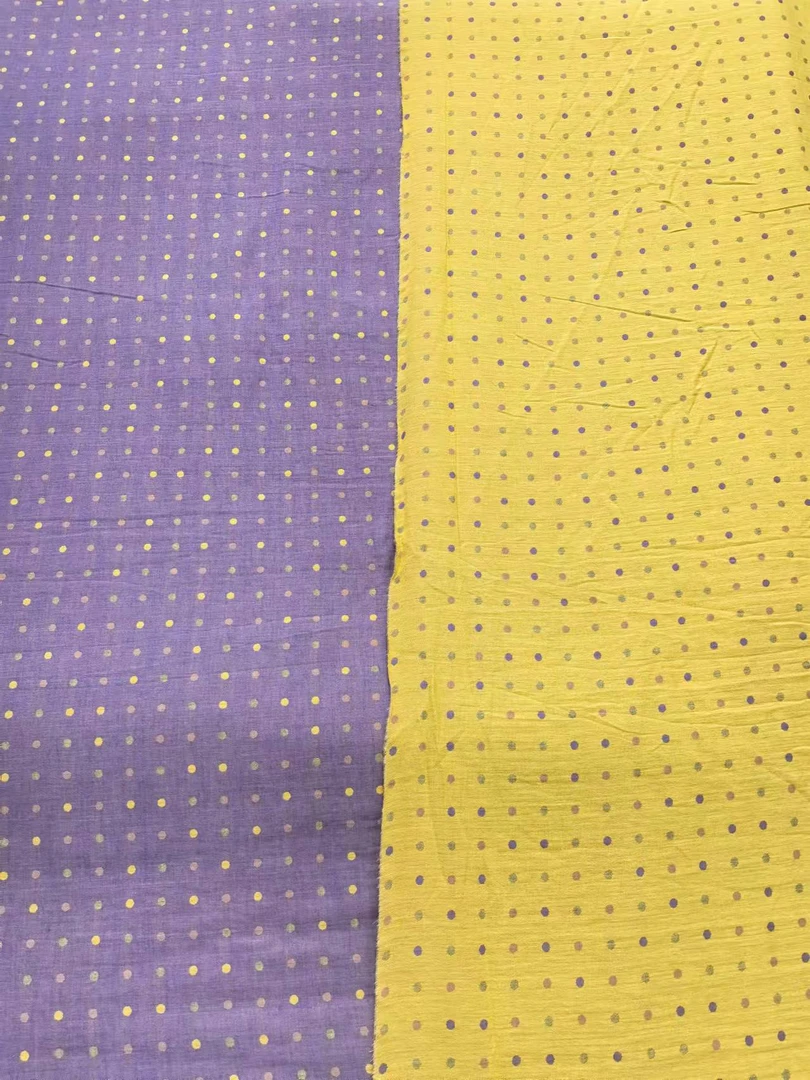 7号（圆点紫黄）色织提花双层纱纯棉A类双面可用不加工