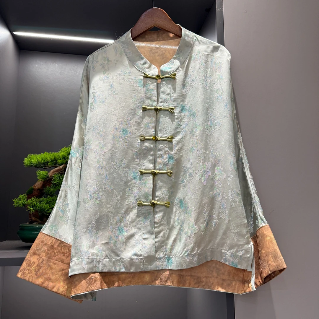 中式开衫复古盘扣传统改良梅花花色春季女装宽松上衣1556