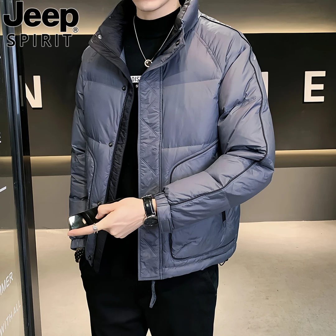 Jeep吉普羽绒棉服男士轻薄短款冬季棉衣新款立领百搭保暖加厚外套