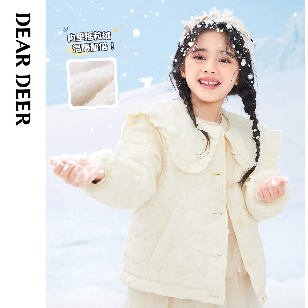 【直播清】迪迪鹿女大童冬季加绒外套秋冬娃娃领上衣C122423105